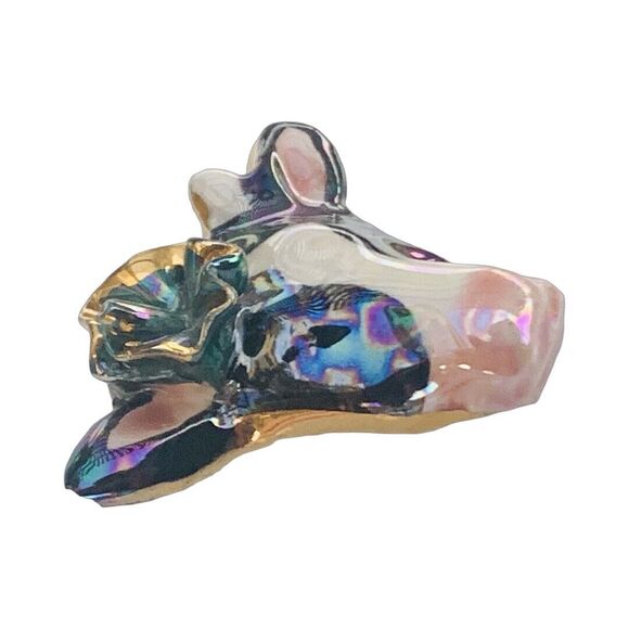 Vintage Cow Slide Button Cover 1.75" 14kt Gold Plated Enamel Figural Jewelry - Picture 7 of 9